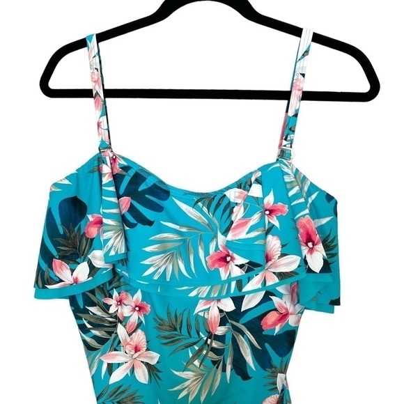 Coco Contours Agate Ruffle Bandeau Bra Sized One Piece Swimsuit - Tropicale - Picture 6 of 16